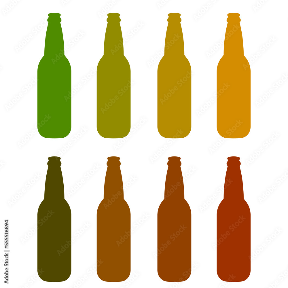 set botlle of beers. Simple flat design linear minimalistic vector icon illustrated with detailes. Different craft beer botlles set botlle of beers. Simple flat design linear minimalistic vector icon illustrated with detailes. Different craft beer botlles