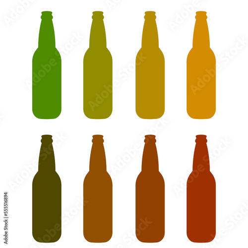 set botlle of beers. Simple flat design linear minimalistic vector icon illustrated with detailes. Different craft beer botlles