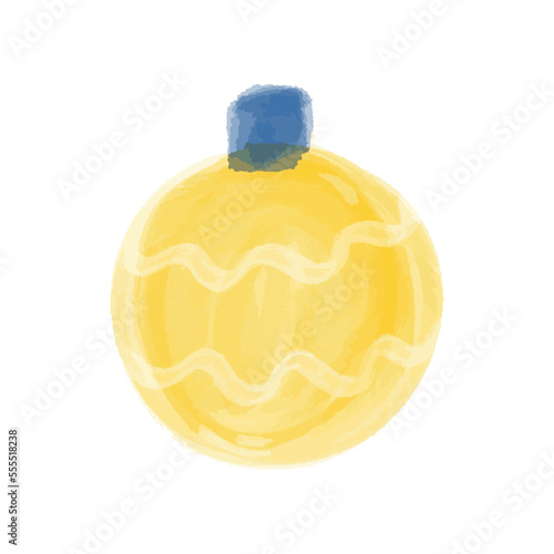 Yellow watercolor christmas ball