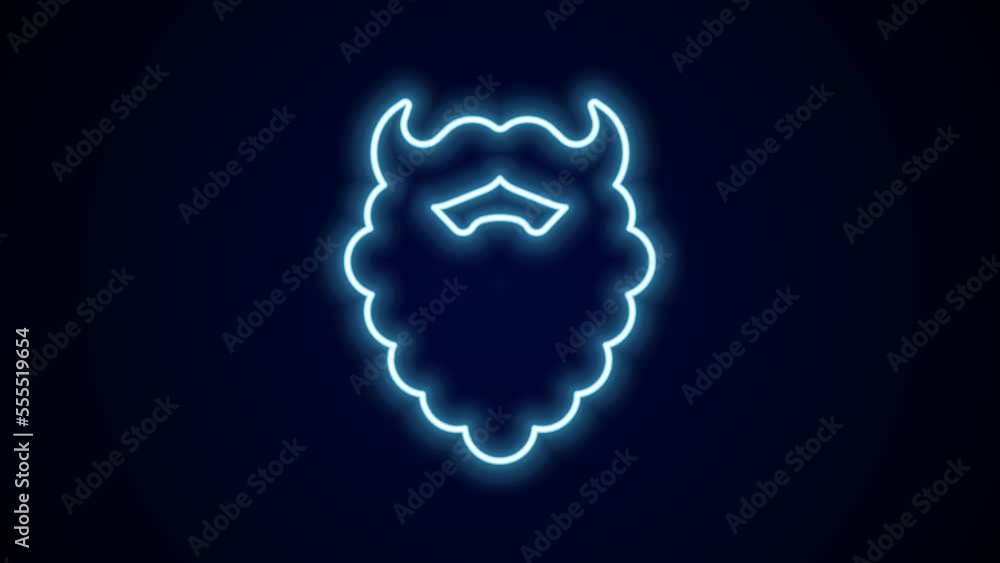 Glowing neon line Mustache and beard icon isolated on black background. Barbershop symbol. Facial hair style. 4K Video motion graphic animation Glowing neon line Mustache and beard icon isolated on black background. Barbershop symbol. Facial hair style. 4K Video motion graphic animation