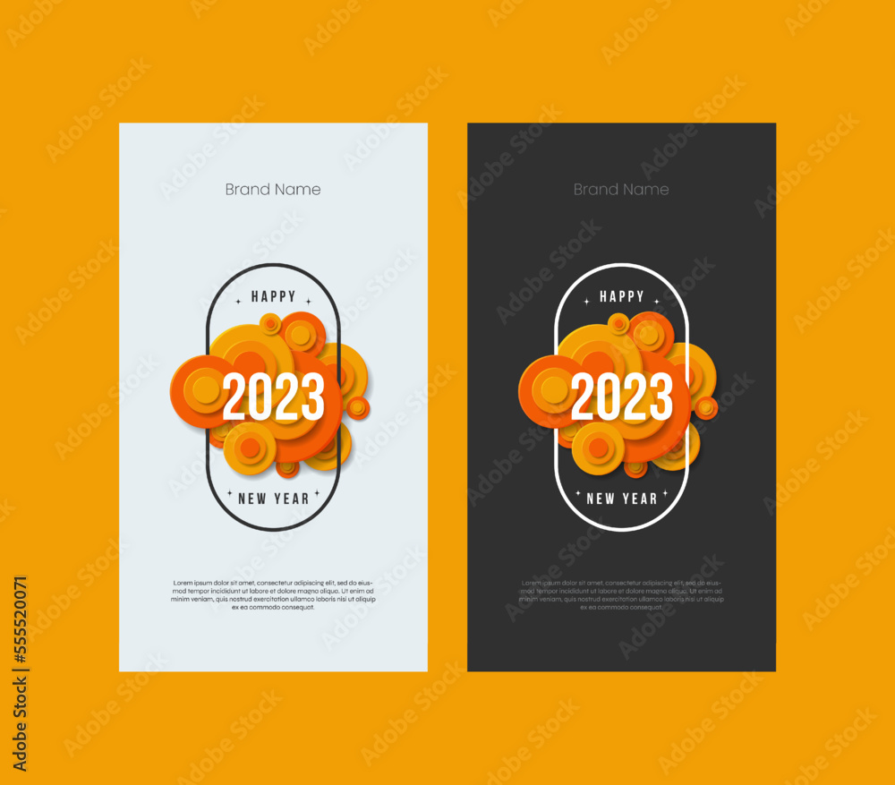 Fototapeta premium Happy new year 2023. Template vertical design concept for 2023. Modern design background flyer.