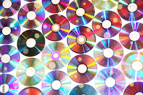 CDs, cassettes, video cassettes. Attributes of the 1990s. Video memory recording #555520240