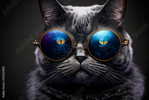 Fototapeta Funny cat in stylish sunglasses