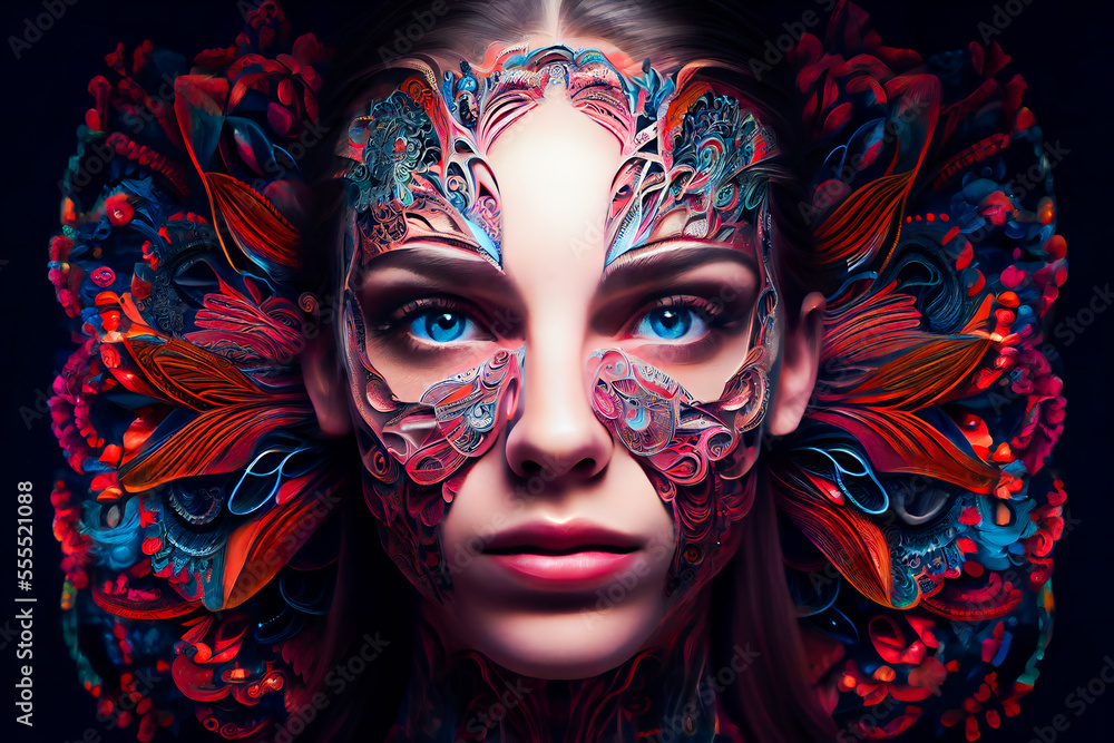 Surreal portrait of a woman. Beautiful surrealistic art picture. Generative AI. Surreal portrait of a woman. Beautiful surrealistic art picture. Generative AI.