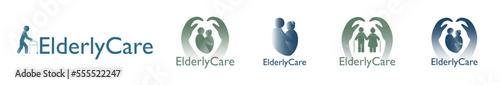 Set of elderly healthcare logos. Nursing home sign