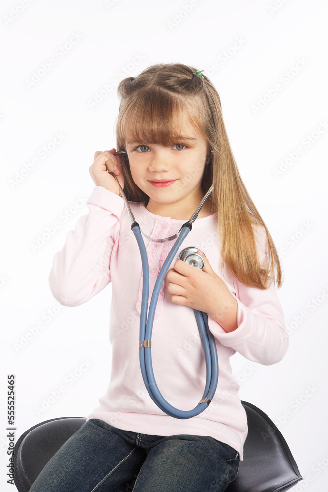 Little Girl Holding Stethoscope Little Girl Holding Stethoscope