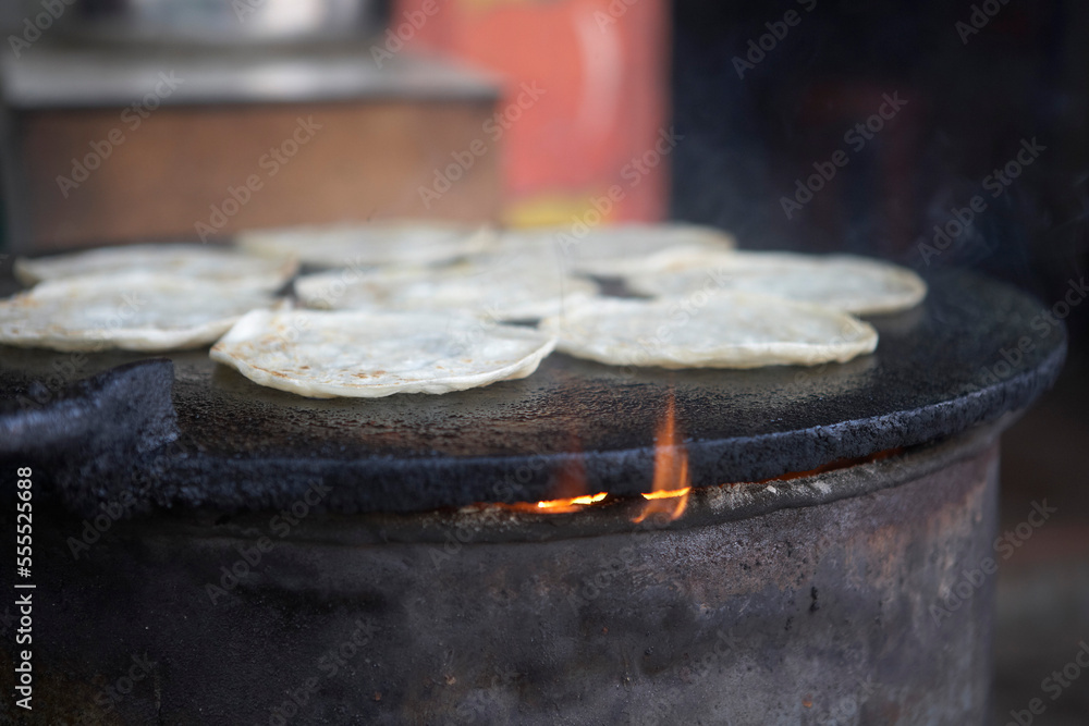 Paratha Bread on a Griddle, Kochi, Kerala, India Paratha Bread on a Griddle, Kochi, Kerala, India