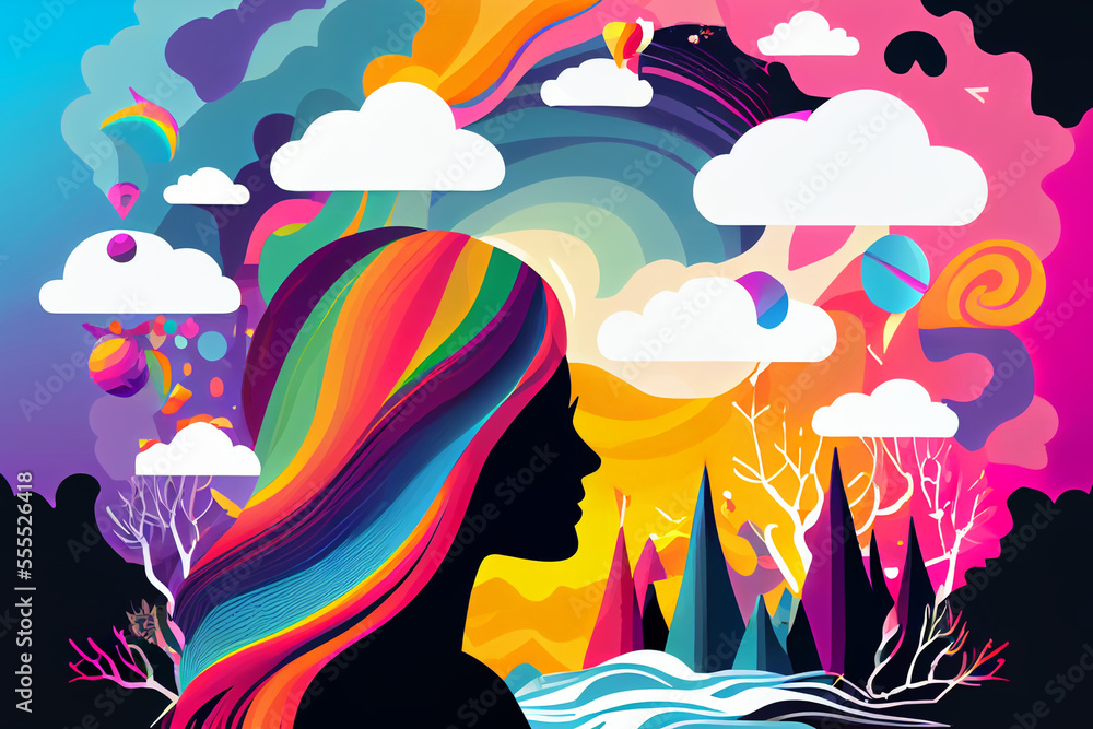 taking care of mental health - Generative AI Stock Illustration | Adobe ...
