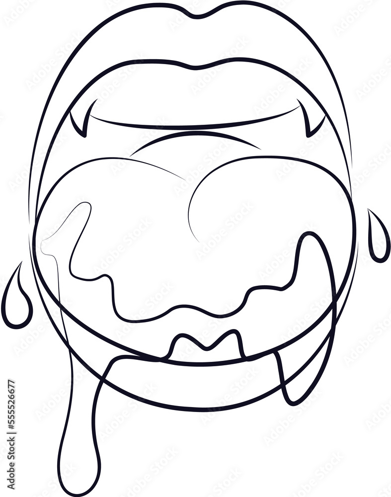 illustration of a mouth Anime style lips anime style open mouth Stock