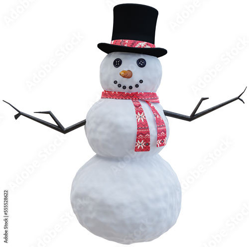 Snowman isolated 3D render.