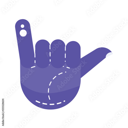 Isolated purple hand gesture icon Vector