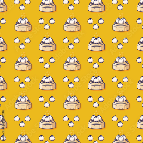 cute dim sum pattern food illustration