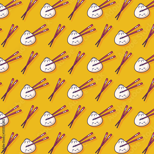 cute dim sum pattern food illustration