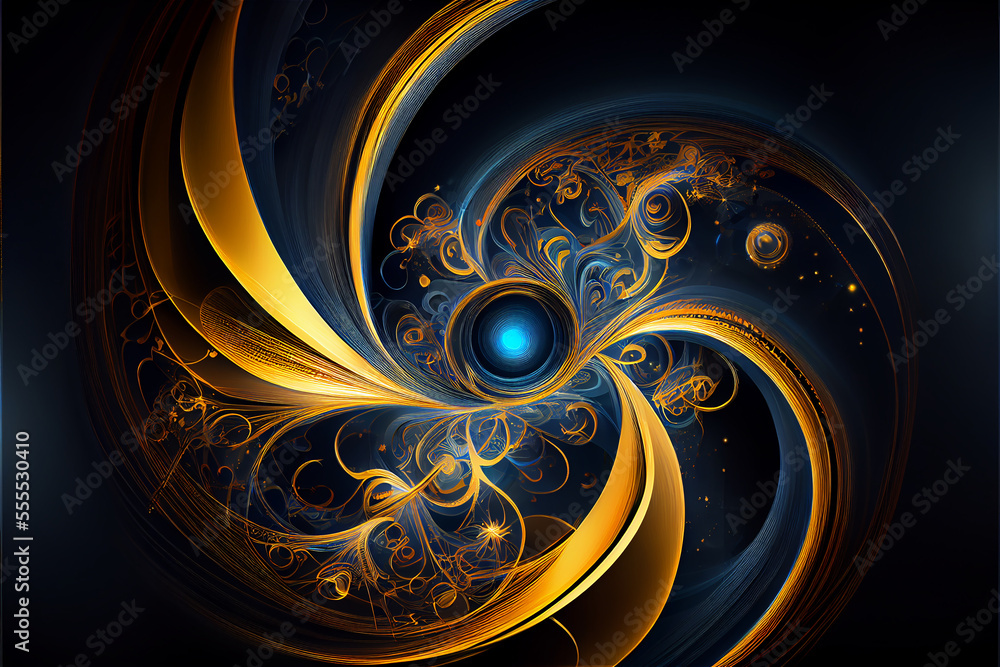 Gold and blue magical background ideal for mystic, astrology and luxury themes