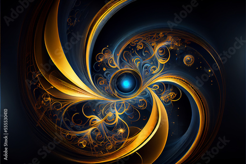 Gold and blue magical backg...