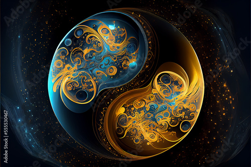 Gold and blue magical backg...