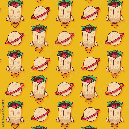 cute sushi pattern food illustration