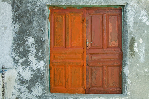 Orange Doors, Thirasia, Santorini, Cyclades Islands, Greece photo