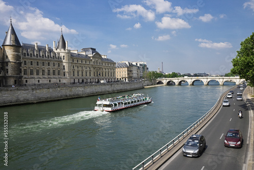 The Seine River and Pont Neuf, Palais de Justice and The Conciergerie, Paris, Ile-de-France, France photo