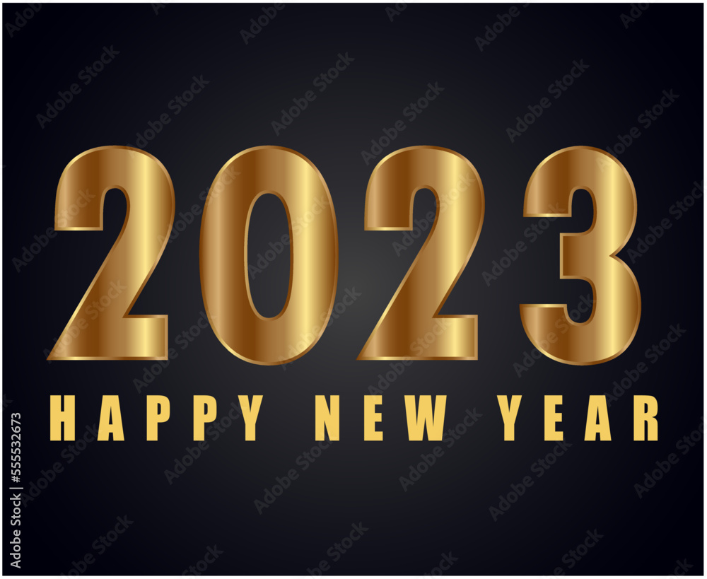 2023 Happy New Year Abstract Holiday Vector Illustration Design Gold With Black Background 2023 Happy New Year Abstract Holiday Vector Illustration Design Gold With Black Background