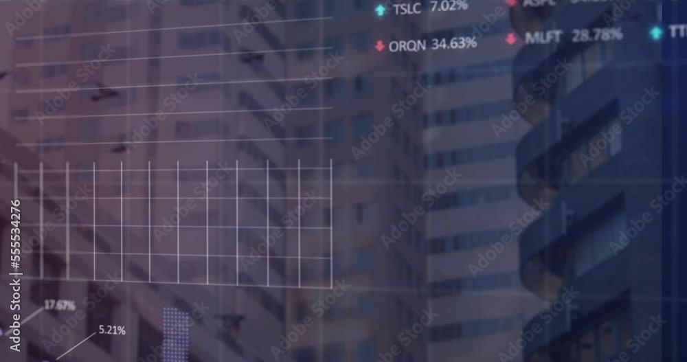 Animation of data processing over cityscape Animation of data processing over cityscape