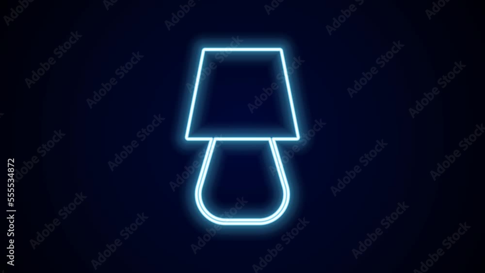 Glowing neon line Table lamp icon isolated on black background. 4K Video motion graphic animation Glowing neon line Table lamp icon isolated on black background. 4K Video motion graphic animation