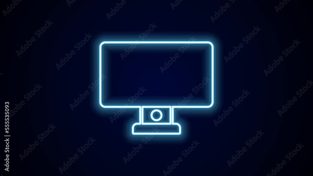 Glowing neon line Computer monitor icon isolated on black background. PC component sign. 4K Video motion graphic animation Glowing neon line Computer monitor icon isolated on black background. PC component sign. 4K Video motion graphic animation
