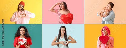 Set of pretty women on colo...