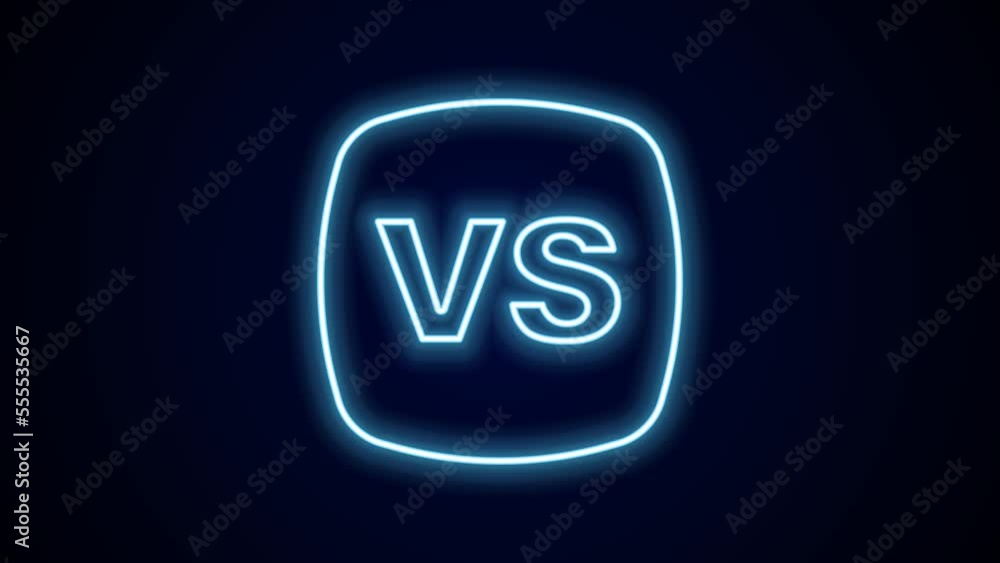 Glowing neon line VS Versus battle icon isolated on black background. Competition vs match game, martial battle vs sport. 4K Video motion graphic animation Glowing neon line VS Versus battle icon isolated on black background. Competition vs match game, martial battle vs sport. 4K Video motion graphic animation