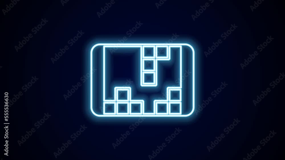 Glowing neon line Portable video game console icon isolated on black background. Handheld console gaming. 4K Video motion graphic animation Glowing neon line Portable video game console icon isolated on black background. Handheld console gaming. 4K Video motion graphic animation