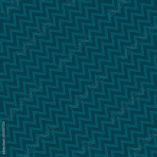 Chevron seamless pattern. Diagonal zigzag stripes ornament. Vector texture with lines  striped zig zag shapes. Simple abstract geometric background in teal green color. Subtle repeat design for decor