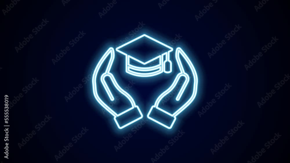 Glowing neon line Education grant icon isolated on black background. Tuition fee, financial education, budget fund, scholarship program, graduation hat. 4K Video motion graphic animation Glowing neon line Education grant icon isolated on black background. Tuition fee, financial education, budget fund, scholarship program, graduation hat. 4K Video motion graphic animation