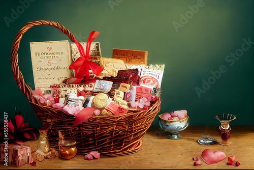 Beautiful Valentines Gift Basket - Generative AI