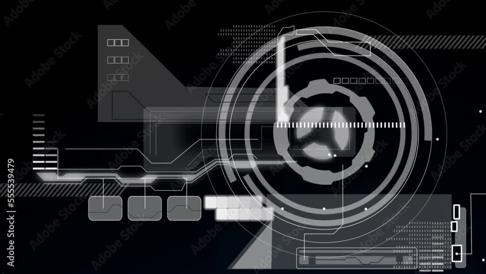 Animation of scope and data processing over black background Animation of scope and data processing over black background