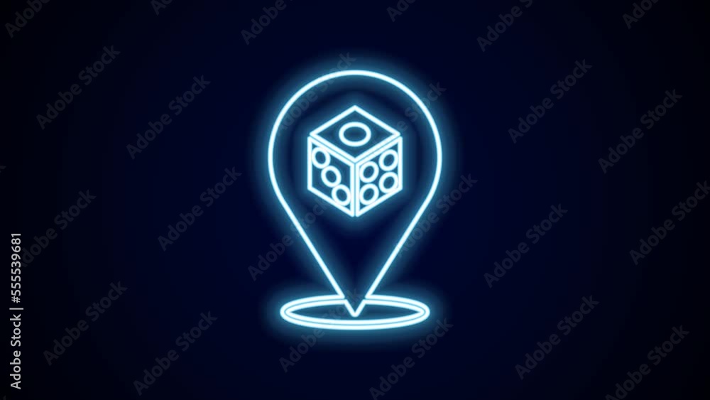 Glowing neon line Game dice icon isolated on black background. Casino gambling. 4K Video motion graphic animation Glowing neon line Game dice icon isolated on black background. Casino gambling. 4K Video motion graphic animation