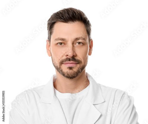 Doctor or medical assistant (male nurse) in uniform on white background © New Africa