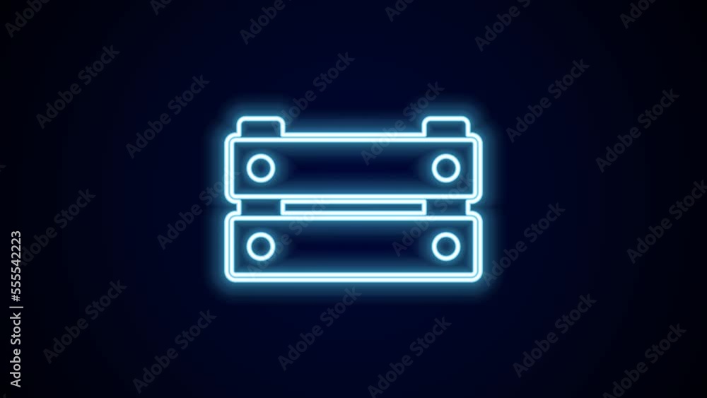 Glowing neon line Wooden box icon isolated on black background. Grocery basket, storehouse crate. Empty wooden container for vegetables, products. 4K Video motion graphic animation Glowing neon line Wooden box icon isolated on black background. Grocery basket, storehouse crate. Empty wooden container for vegetables, products. 4K Video motion graphic animation