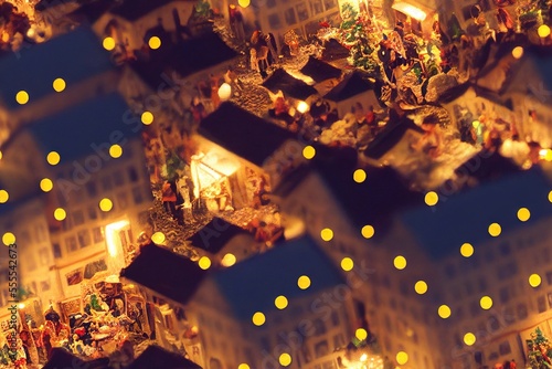 Christmas Market and Village Miniature Scene Seamless Holiday Texture Pattern Tiled Repeatable Tessellation Background Image © DigitalFury