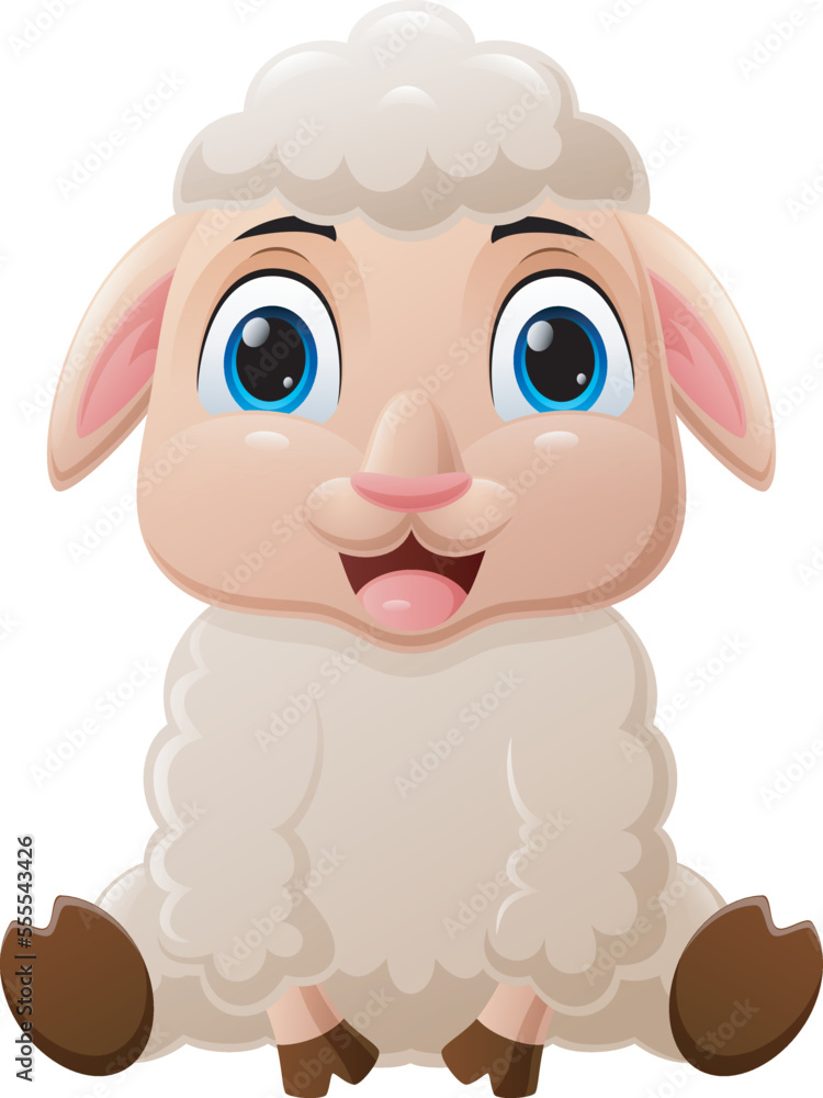 Cute baby sheep cartoon sitting Cute baby sheep cartoon sitting