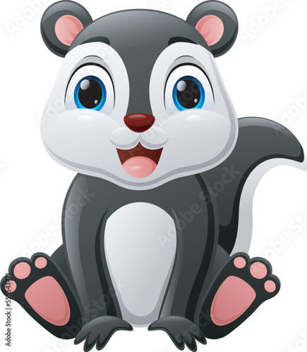 Cute baby skunk cartoon sitting