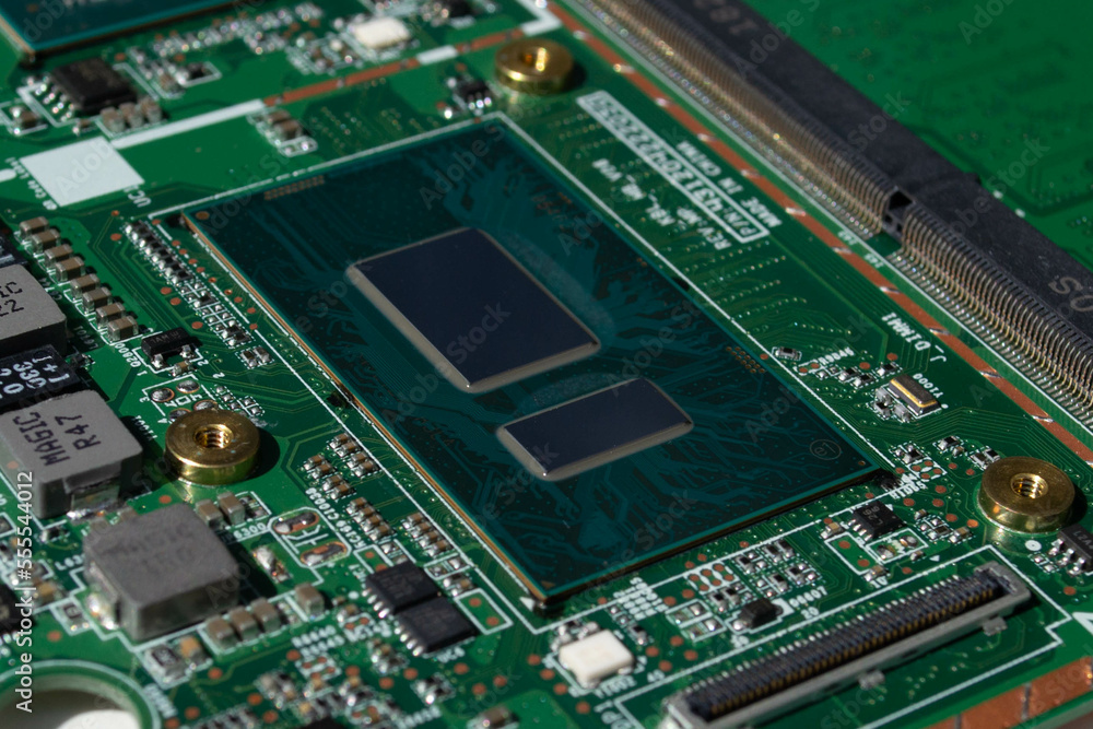 Closeup of the laptop processor Closeup of the laptop processor