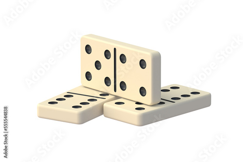 Few domino tiles isolated on white background. 3d render