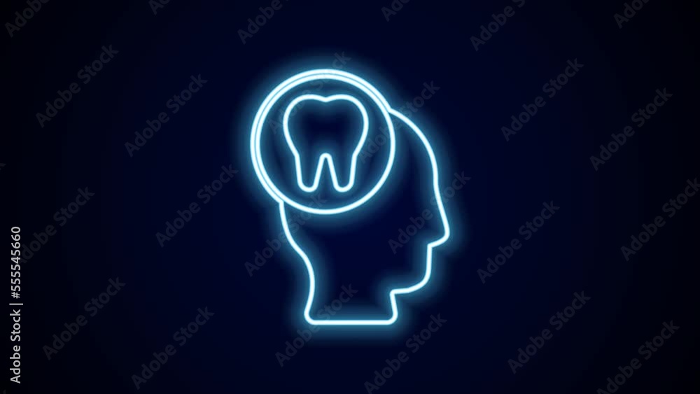 Glowing neon line Toothache icon isolated on black background. 4K Video motion graphic animation Glowing neon line Toothache icon isolated on black background. 4K Video motion graphic animation