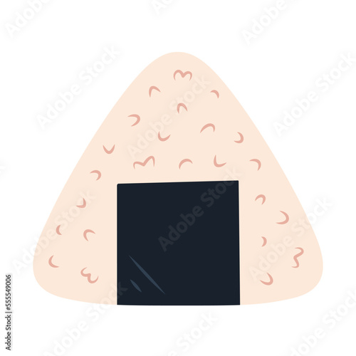 Onigiri. Traditional Japanese food. Hand-drawn colored flat vector illustration isolated on white background.