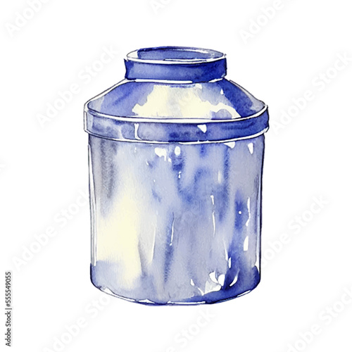 milk container hand drawn with style watercolor