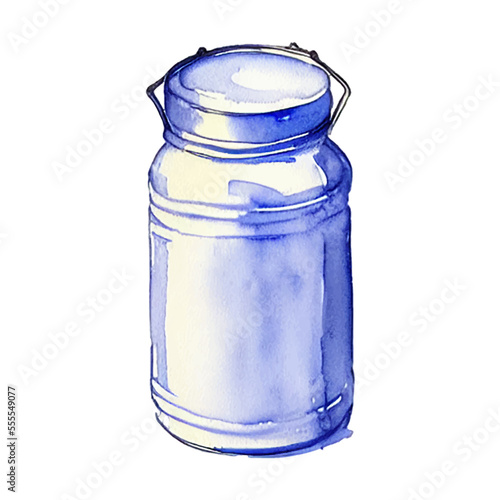 milk container hand drawn with style watercolor