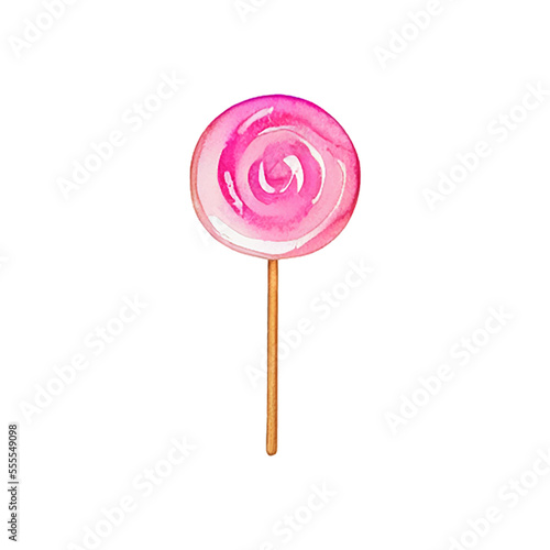 pink lollipop hand drawn with style watercolor