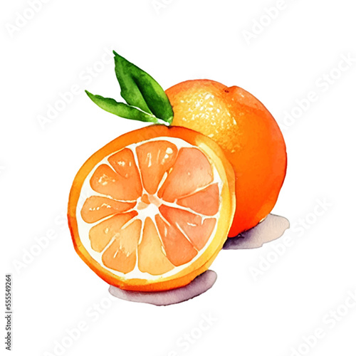 fresh orange hand drawn with style watercolor
