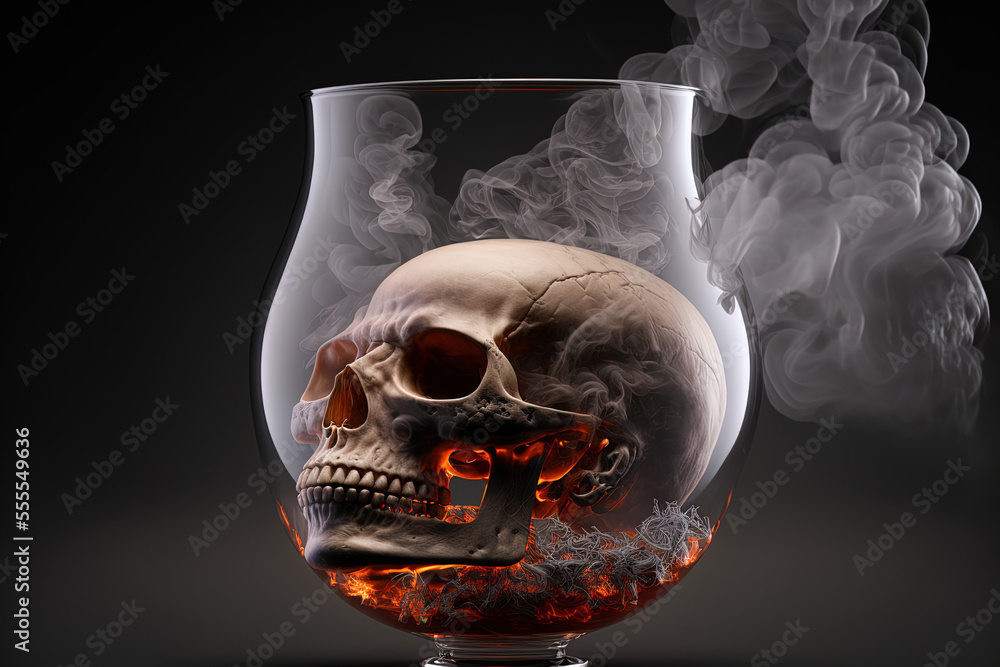 custom made wallpaper toronto digitalGlass of smoke with a skull. Generative AI