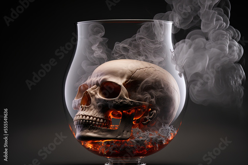 Wallpaper Mural Glass of smoke with a skull. Generative AI Torontodigital.ca